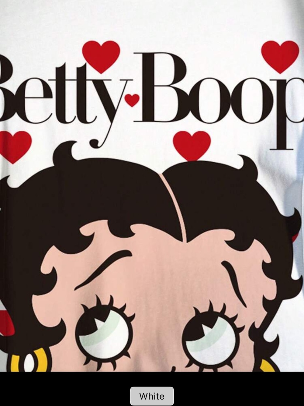 Betty Boop White Tee with Red Heart Motif - Picture 4 of 8